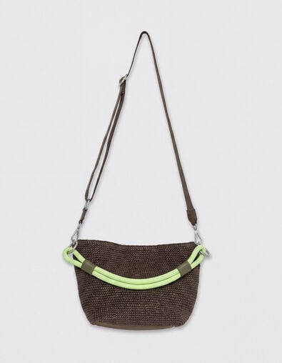 Emmerbag met dubbele handvatten in kaki raffia, gevlochten voor Dames - IKKS