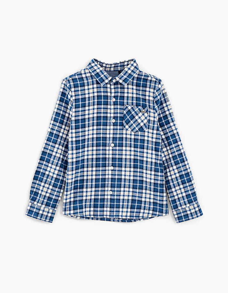 Boys&rsquo; navy check print shirt-2