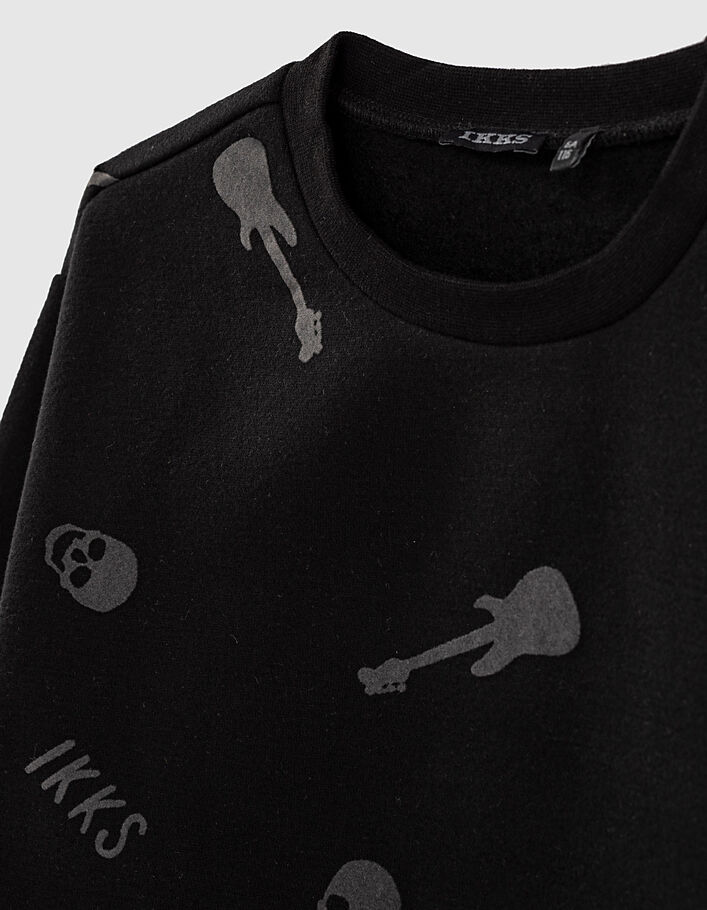 Schwarzes Jungensweatshirt mit Totenkopf und Musiknote  - IKKS