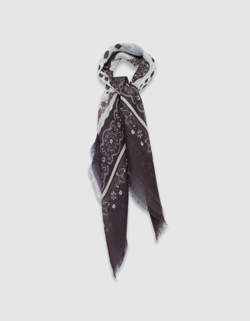 Pa&ntilde;uelos bandana cuadrados caqui estrellas y marr&oacute;n Mujer - IKKS