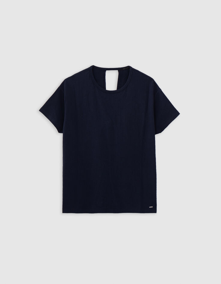 Camiseta mujer algod&oacute;n org&aacute;nico azul marino-6