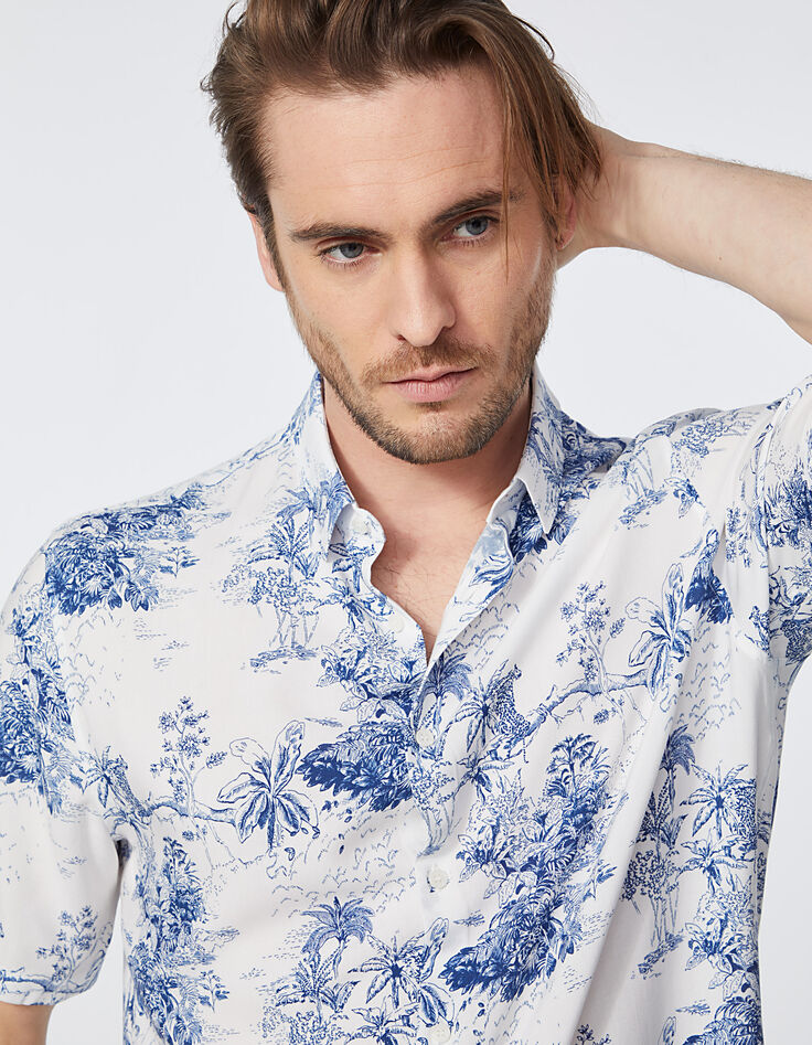 Chemise SLIM indigo esprit toile de Jouy Homme-5