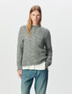 Grauer Damenstrickpulli Mohair-Mix, Zopfmuster-2