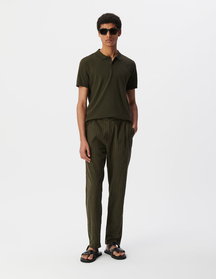 Men’s khaki cotton modal polo shirt-2