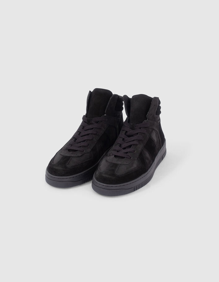 Men’s black leather and suede high-top trainers - IKKS