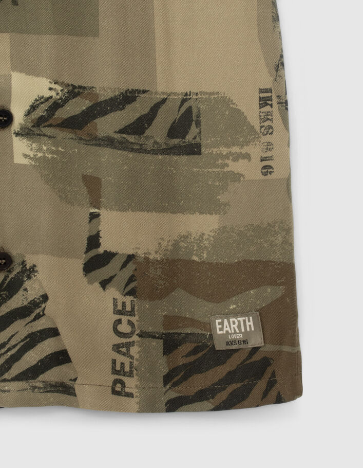 Boys’ khaki camouflage print LENZING™ ECOVERO™ shirt - IKKS