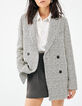 Manteau imprimé chevron en coton double boutonnage femme-1