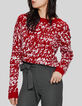 Rode gebreide trui jacquard tagmotief Dames-4
