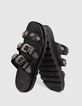 Mules noires triple bride western rock Femme-6