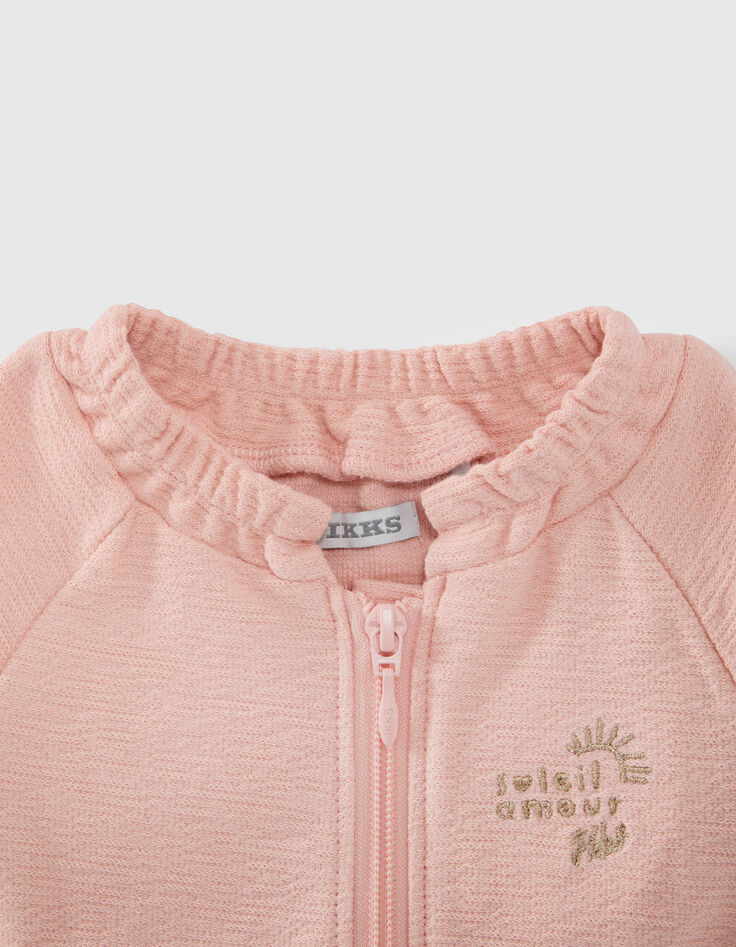Cardigan rose molleton fa&ccedil;on gaze b&eacute;b&eacute; fille-2