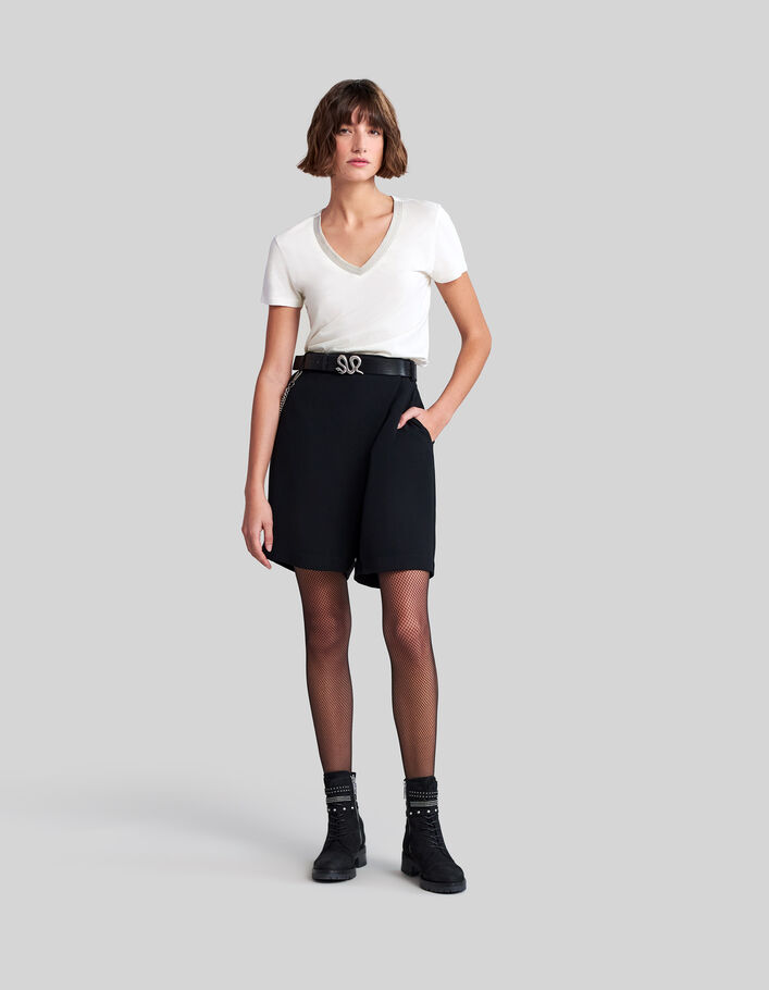 Women’s cotton modal beaded neckline short-sleeve T-shirt-1