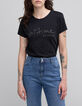 Schwarzes Damen-T-Shirt Bio-Baumwolle mit gestickter Botschaft-2