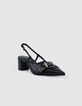 Escarpins slingback noirs cuir boucle oeillets Femme-2
