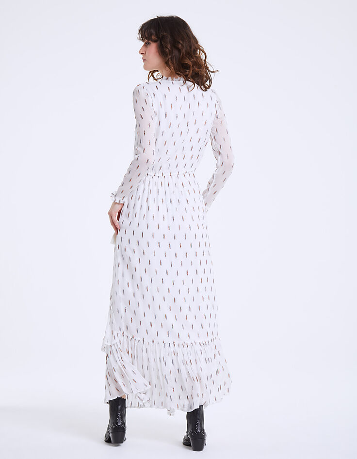 Metallic thread ruffled fitted long dress-3
