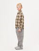 Boys’ khaki and beige check overshirt-2