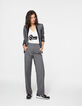 Pantalon tailleur taille basse coupe large fil à fil femme-6