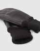 Schwarze Herrenlederhandschuhe mit Rippb&uuml;ndchen-4