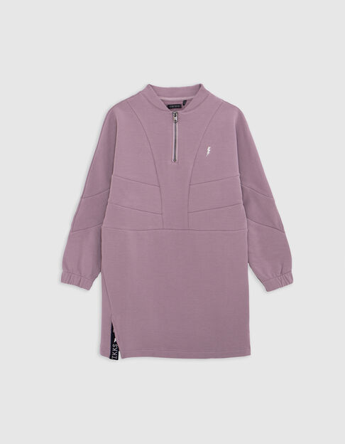 Lila meisjesjurk met uitgesneden sweatstof Lila meisjesjurk met uitgesneden sweatstof - IKKS