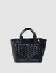 Tasche 1440 schwarzes geknittertes Lackleder Größe Medium-1