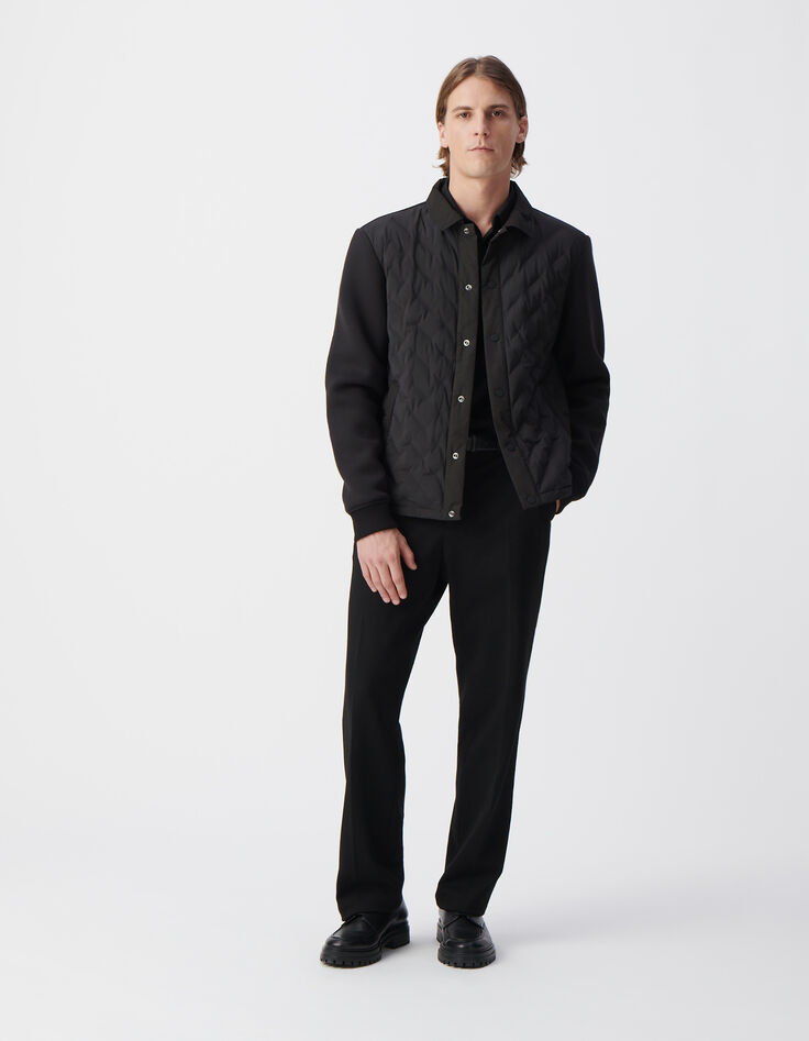 Chaqueta acolchada fina negra bimaterial hombre-7