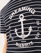 Marine T-shirt wit strepen met anker gemengd linnen Heren-4
