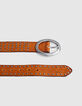 Ceinture jean cuir camel clous bijoux boucle métal femme-3