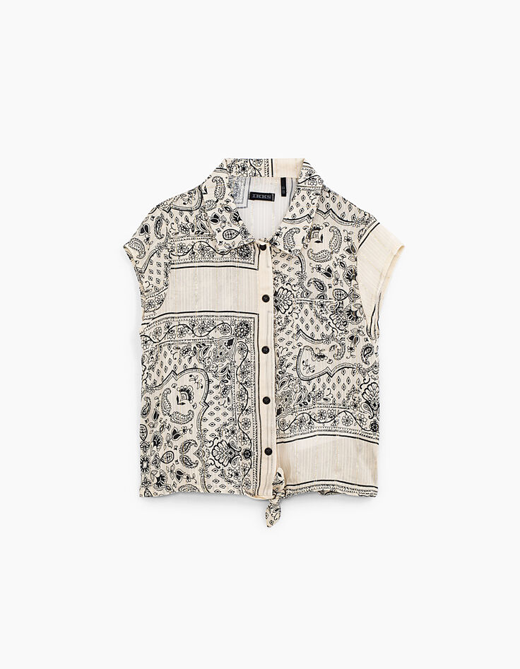 Blusa 2 en 1 cruda estampado bandana y top tirantes niña-2