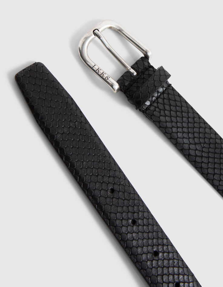 Cinturón negro cuero efecto pitón hombre-5 Cinturón negro cuero efecto pitón hombre-5