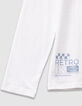 Wit T-shirt biokatoen met auto achter jongens-4