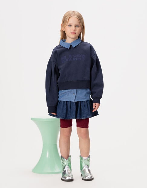 Marine sweater overhemd-trompe-l'oeil meisjes - IKKS