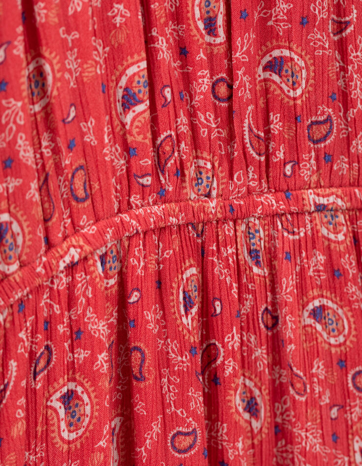 Girls' red paisley print Lenzing™ Ecovero™ viscose long dress-5