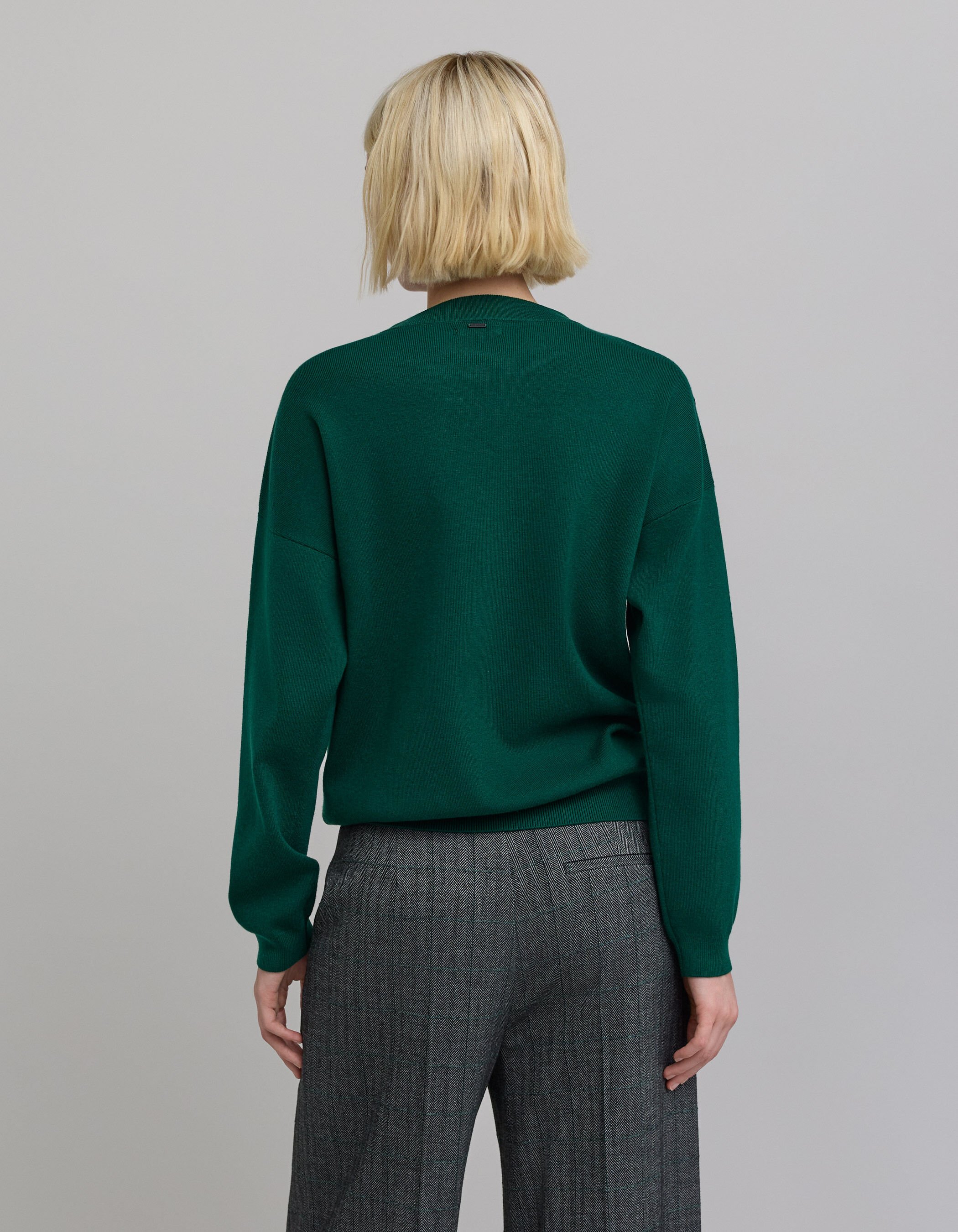 Pull vert tricot decor boutons epaules Femme IKKS