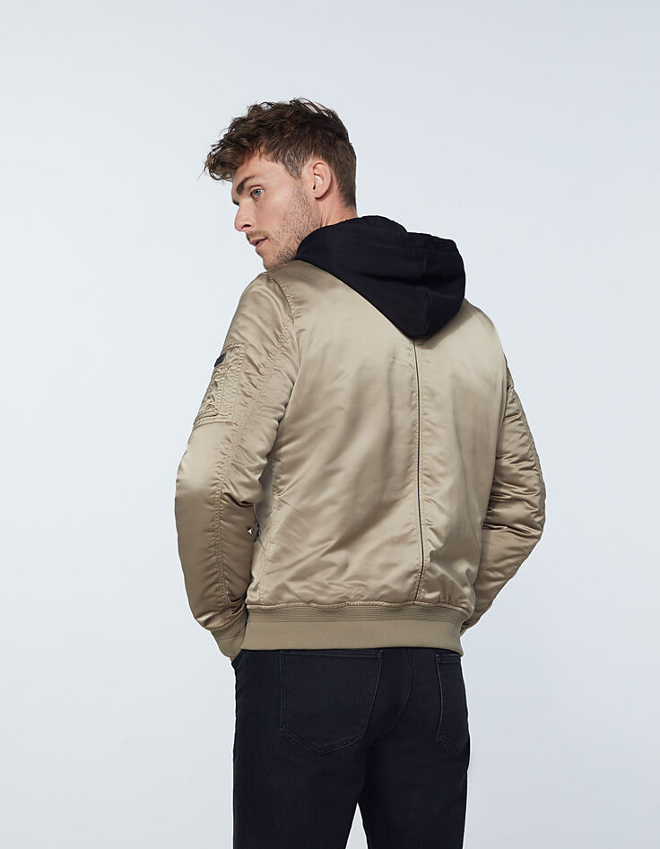 Bomber vison à capuche molleton amovible Homme-3