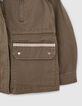 Parka kaki brodée dos à capuche amovible fille-5