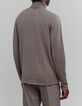 Pull châtain tricot col roulé Homme-3
