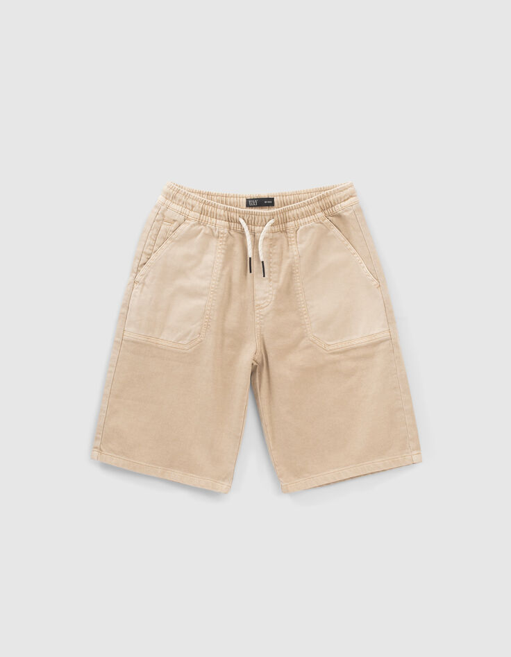 Beige relaxed bermuda elastische taille jongens-1