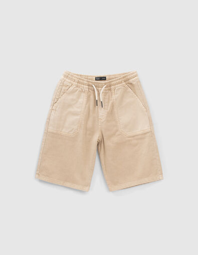 Boys’ beige elasticated waist relaxed Bermuda shorts - IKKS