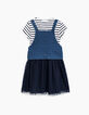 Robe 2 en 1 bi matière avec marinière fille-3