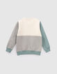 Sweater in grijs, groen, ecru rubber visuals jongens-3