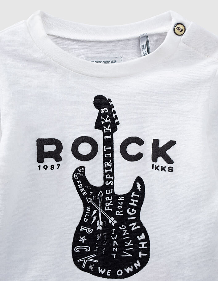 Gebroken wit T-shirt opdruk gitaren babyjongens  - IKKS