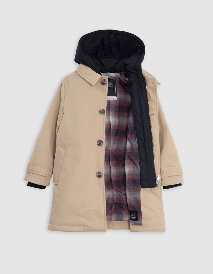 Trench beige avec parementure capuche garçon-3