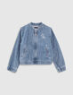Bomber jean light blue estampado espalda ni&ntilde;a-1