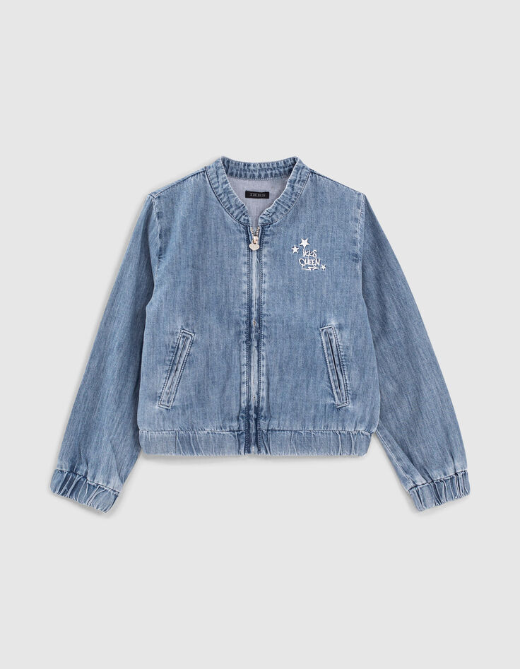 Bomber jean light blue estampado espalda ni&ntilde;a-1