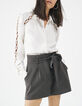 Short court marron ceinture amovible femme-5