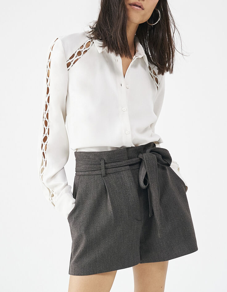 Short court marron ceinture amovible femme-5
