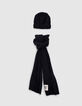 Set bonnet et écharpe en tricot noir métallisé femme-1