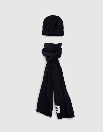 Set bonnet et écharpe en tricot noir métallisé femme - IKKS