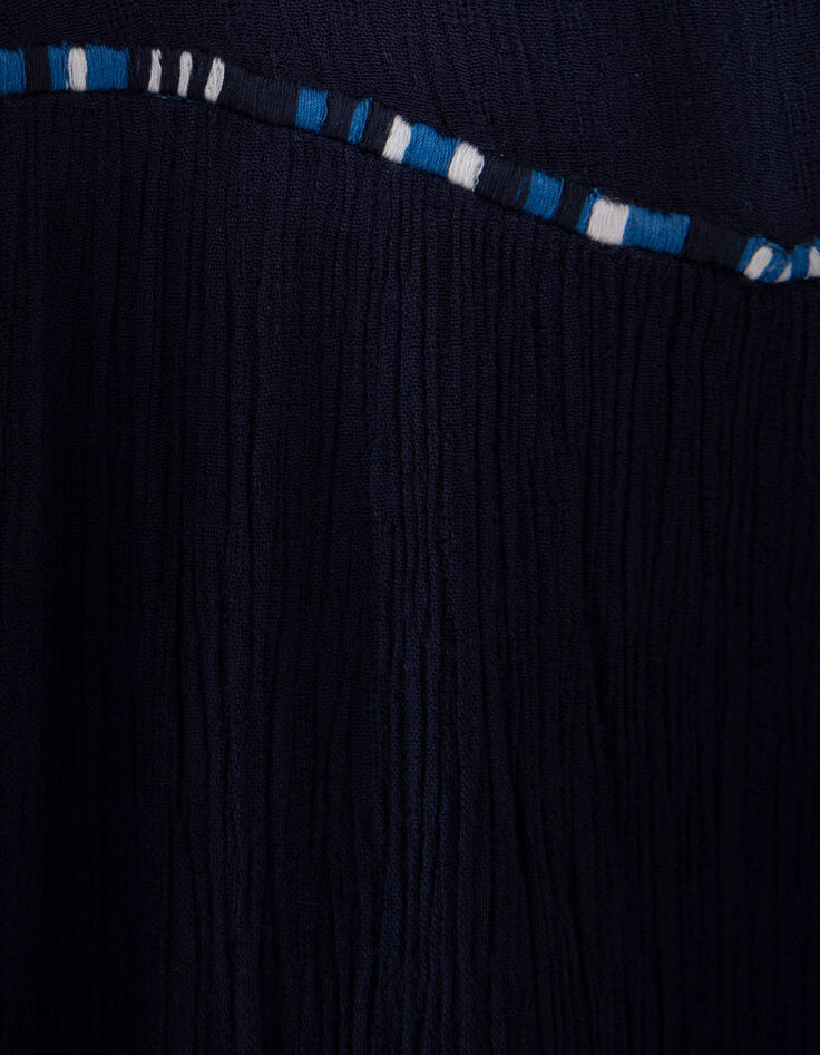 Marineblaues Mädchenkleid aus Krepp mit Atebas-Stickerei-8