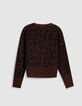 Braune Strickjacke f&uuml;r Damen mit Leopardenmuster-6