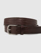Ceinture marron foncé en cuir embossé tressage Homme-2